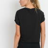 Supima® Cotton Crop Top with Short Tulip Sleeves - Back Black