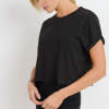 Supima® Cotton Crop Top with Short Tulip Sleeves - Side Black